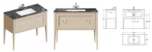 Тумба с раковиной «Kerama Marazzi» Plaza Classic Neo 100 (Plaza 55/38) капучино матовая