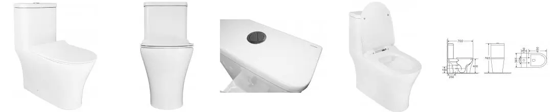 Унитаз компакт безободковый «Azario» Safi AZ0852 белый с сиденьем дюропласт с микролифтом белое