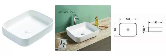 Раковина «Azario» AZ-78109 SP 50/39 фаянсовая белая Раковина «Azario» AZ-78109 SP 50/39 фаянсовая белая
