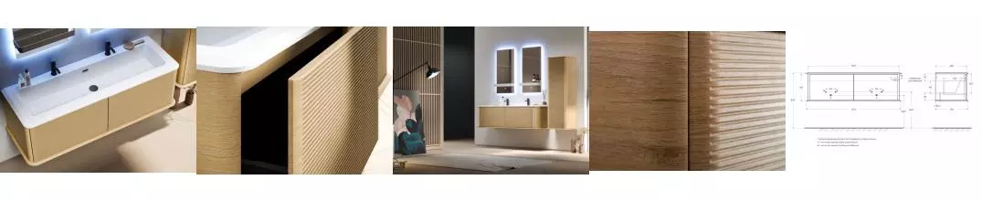 Тумба с раковиной «Cezares» Idra 144 (Solid surface 141/49) подвесная Rovere Tabacco