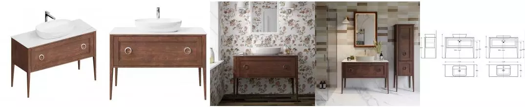 Тумба с раковиной «Kerama Marazzi» Plaza Classic Neo 120 с 2 ящиками (Plaza 60/38) орех Тумба с раковиной «Kerama Marazzi» Plaza Classic Neo 120 с 2 ящиками (Plaza 60/38) орех