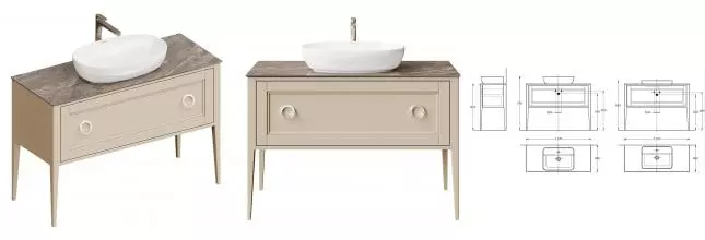 Тумба с раковиной «Kerama Marazzi» Plaza Classic Neo 120 с 2 ящиками (Plaza 60/38) капучино матовая