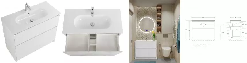 Тумба с раковиной «Belbagno» Kraft 100 (Love 101/46) Bianco Opaco