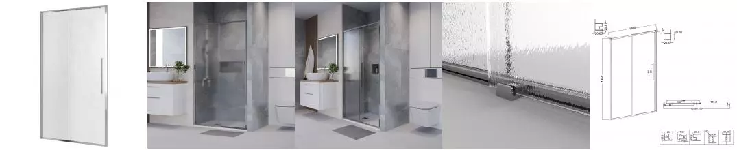 Душевая дверь «Niagara» Nova NG-65-13CH 130/195 шиншилла/хром левая