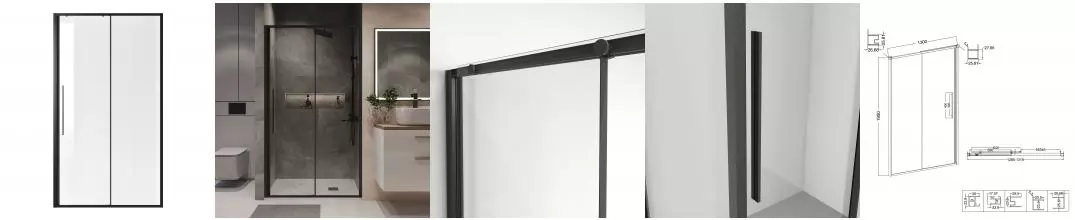 Душевая дверь «Niagara» Nova NG-84-13AB 130/195 прозрачная/матовая чёрная Душевая дверь «Niagara» Nova NG-84-13AB 130/195 прозрачная/матовая чёрная