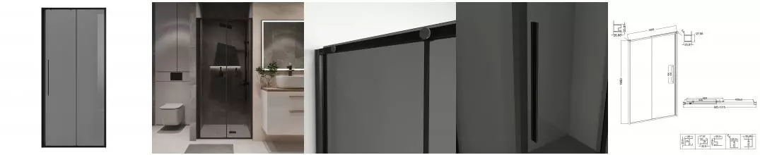 Душевая дверь «Niagara» Nova NG-85-10TB 100/195 тонированная/матовая чёрная Душевая дверь «Niagara» Nova NG-85-10TB 100/195 тонированная/матовая чёрная