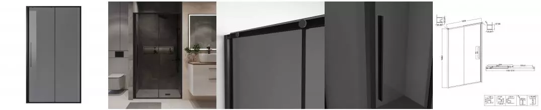 Душевая дверь «Niagara» Nova NG-85-12TB 120/195 тонированная/матовая чёрная