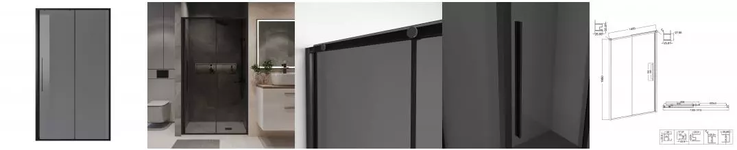 Душевая дверь «Niagara» Nova NG-85-14TB 140/195 тонированная/матовая чёрная