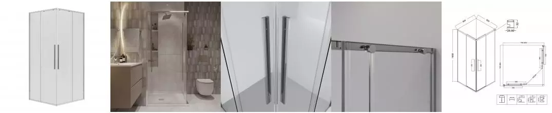 Душевой угол-ограждение «Niagara» Nova NG-6622-34 80/80 квадратный прозрачный/хром без поддона Душевой угол-ограждение «Niagara» Nova NG-6622-34 80/80 квадратный прозрачный/хром без поддона