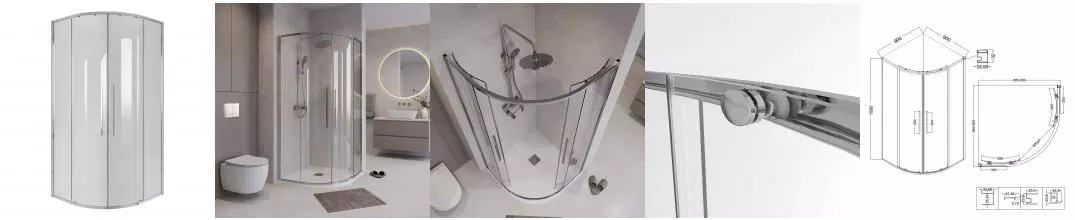 Душевой угол-ограждение «Niagara» Nova NG-6626-34 90/90 четверть круга прозрачный/хром без поддона Душевой угол-ограждение «Niagara» Nova NG-6626-34 90/90 четверть круга прозрачный/хром без поддона