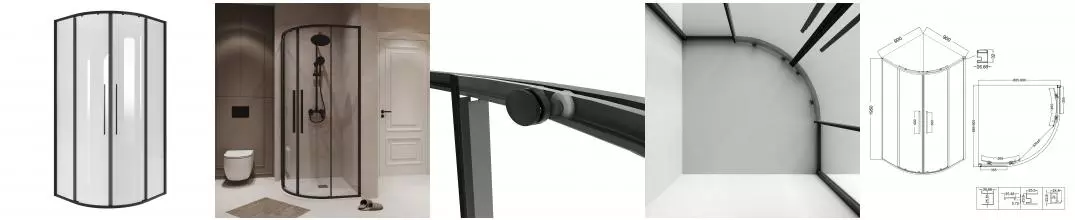 Душевой угол-ограждение «Niagara» Nova NG-6826-34 BLACK 90/90 четверть круга прозрачный/чёрный матовый без поддона Душевой угол-ограждение «Niagara» Nova NG-6826-34 BLACK 90/90 четверть круга прозрачный/чёрный матовый без поддона