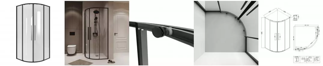 Душевой угол-ограждение «Niagara» Nova NG-6827-34 BLACK 100/100 четверть круга прозрачный/чёрный матовый без поддона Душевой угол-ограждение «Niagara» Nova NG-6827-34 BLACK 100/100 четверть круга прозрачный/чёрный матовый без поддона