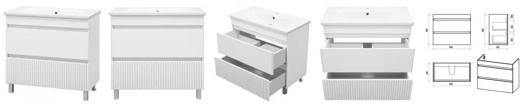 Тумба с раковиной «Misty» Мира 90 (Soft 90) белая