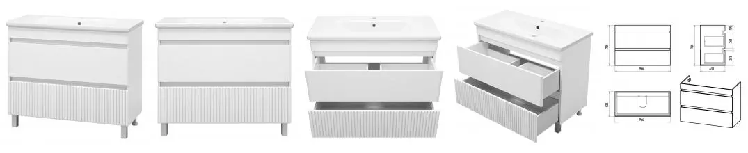 Тумба с раковиной «Misty» Мира 100 (Soft 100/47) белая