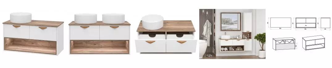 Тумба с раковиной «Brevita» Bergen 105 (Melana 41) подвесная белая матовая эмаль/дуб галифакс олово универсальная