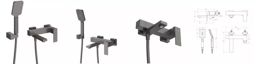 Смеситель для ванны с душем «Cezares» SLIDER-VD-GM оружейная сталь Смеситель для ванны с душем «Cezares» SLIDER-VD-GM оружейная сталь