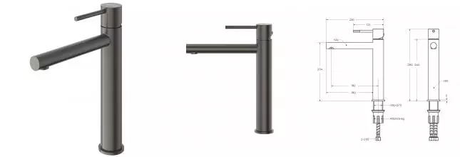 Смеситель для раковины «Cezares» RELAX-LC2-GM-W0 оружейная сталь Смеситель для раковины «Cezares» RELAX-LC2-GM-W0 оружейная сталь