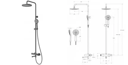 Душевая система «Cezares» STYLUS-CVD-NOP чёрная матовая