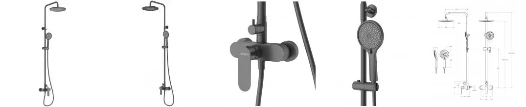 Душевая система «Cezares» STYLUS-CD-NOP чёрная матовая Душевая система «Cezares» STYLUS-CD-NOP чёрная матовая