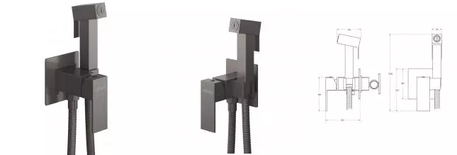 Смеситель с гигиеническим душем «Cezares» SLIDER-DIF-GM оружейная сталь Смеситель с гигиеническим душем «Cezares» SLIDER-DIF-GM оружейная сталь