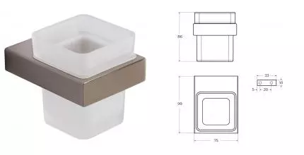 Стакан для зубных щёток «Cezares» SLIDER-TUMS-IN на стену сатин Стакан для зубных щёток «Cezares» SLIDER-TUMS-IN на стену сатин