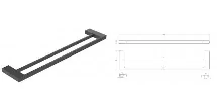 Полотенцедержатель двойной «Cezares» SLIDER-THD-60-NOP на стену чёрный матовый