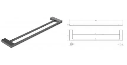 Полотенцедержатель двойной «Cezares» SLIDER-THD-60-GM на стену оружейная сталь