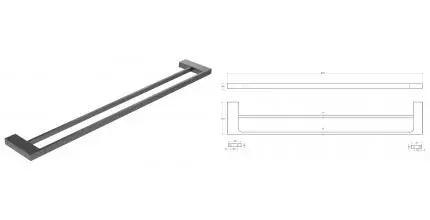 Полотенцедержатель двойной «Cezares» SLIDER-THD-80-GM на стену оружейная сталь