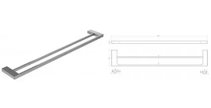 Полотенцедержатель двойной «Cezares» SLIDER-THD-80-IN на стену сатин