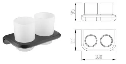 Двойной стакан для зубных щёток «Cezares» LINER-TUMDS-GM на стену оружейная сталь