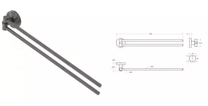 Полотенцедержатель двойной поворотный «Cezares» RELAX-THD-S-GM на стену оружейная сталь
