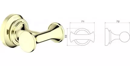 Двойной крючок «Акватек» Классик AQ4502PG на стену полированное золото