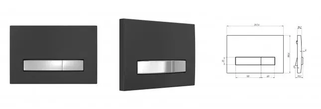 Кнопка смыва «Berges Wasserhaus» Atom Line 049231 чёрная SoftTouch/хром глянец