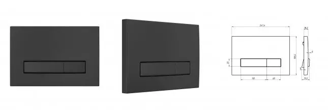 Кнопка смыва «Berges Wasserhaus» Atom Line 049227 чёрная SoftTouch