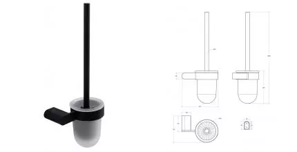 Ёршик для унитаза «Cezares» STYLUS-TBS-V-NOP на стену чёрный матовый Ёршик для унитаза «Cezares» STYLUS-TBS-V-NOP на стену чёрный матовый