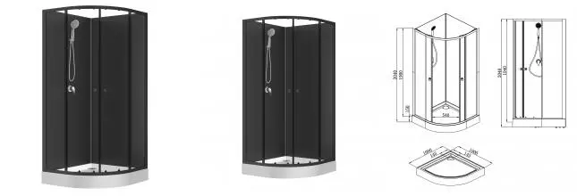 Душевая кабина «Loranto» Neo CS-21800BP-100 100/100 низкий поддон прозрачная/чёрная без крыши