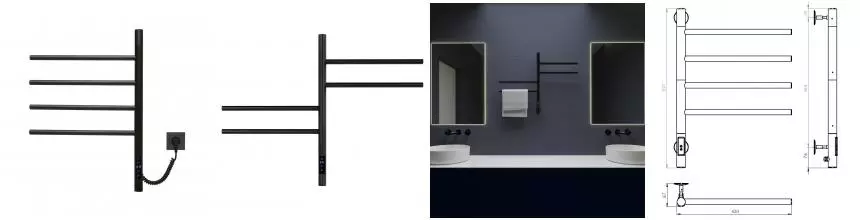 Электрический полотенцесушитель «Vincea» VTD-1S1CBE 43/60 чёрный Электрический полотенцесушитель «Vincea» VTD-1S1CBE 43/60 чёрный