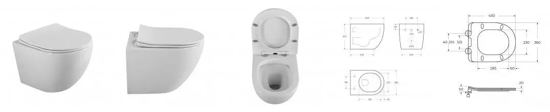 Подвесной унитаз безободковый «Belbagno» UNO 2.0 BB7306CHR/SC белый с сиденьем дюропласт с микролифтом белое