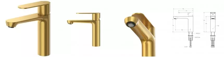 Смеситель для раковины «Cezares» STYLUS-LS-BORO с донным клапаном брашированное золото Смеситель для раковины «Cezares» STYLUS-LS-BORO с донным клапаном брашированное золото