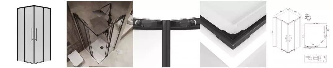 Душевой угол-ограждение «Niagara» Nova NG-6830-34 BLACK 100/100 квадратный прозрачный/чёрный матовый без поддона универсальный Душевой угол-ограждение «Niagara» Nova NG-6830-34 BLACK 100/100 квадратный прозрачный/чёрный матовый без поддона универсальный