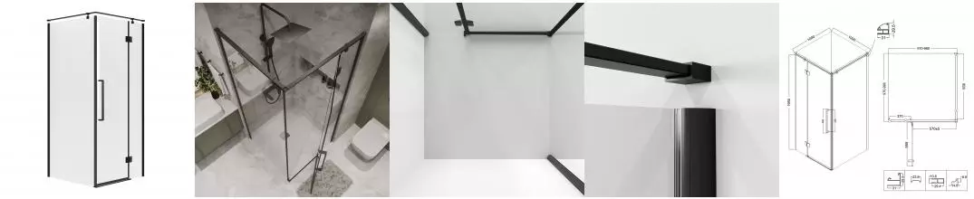 Душевой угол-ограждение «Niagara» Nova NG-6832-34 BLACK 100/100 квадратный прозрачный/чёрный матовый без поддона универсальный Душевой угол-ограждение «Niagara» Nova NG-6832-34 BLACK 100/100 квадратный прозрачный/чёрный матовый без поддона универсальный