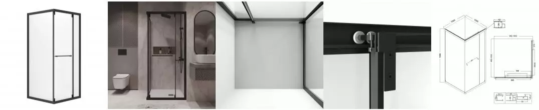 Душевой угол-ограждение «Niagara» Nova NG-6835-34 BLACK 100/100 квадратный прозрачный/чёрный матовый без поддона универсальный Душевой угол-ограждение «Niagara» Nova NG-6835-34 BLACK 100/100 квадратный прозрачный/чёрный матовый без поддона универсальный