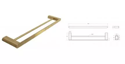 Полотенцедержатель двойной «Cezares» STYLUS-THD-60-BORO на стену брашированное золото Полотенцедержатель двойной «Cezares» STYLUS-THD-60-BORO на стену брашированное золото