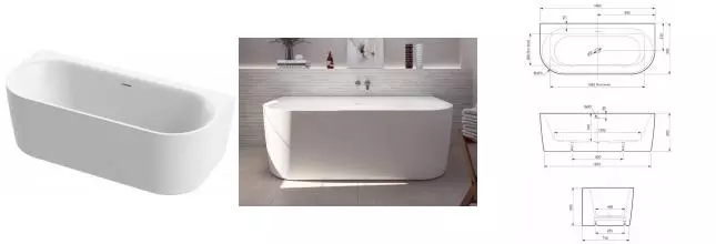 Ванна акриловая «Cezares» Metauro INT Wall 180/80 с каркасом с сифоном белая матовая Ванна акриловая «Cezares» Metauro INT Wall 180/80 с каркасом с сифоном белая матовая