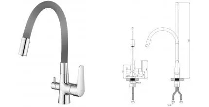 Смеситель для кухни с подключением к фильтру «ESKO» Coral CL03GChr хром/серый