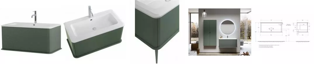 Тумба с раковиной «Cezares» Idra 98 (50264 95/49) подвесная Verde opaco Тумба с раковиной «Cezares» Idra 98 (50264 95/49) подвесная Verde opaco