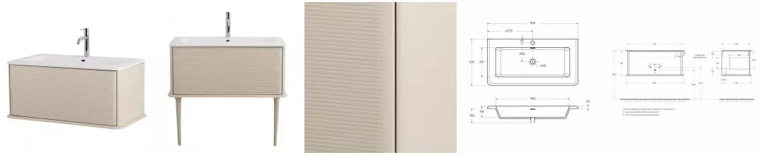 Тумба с раковиной «Cezares» Idra 98 (50264 95/49) подвесная Cotone