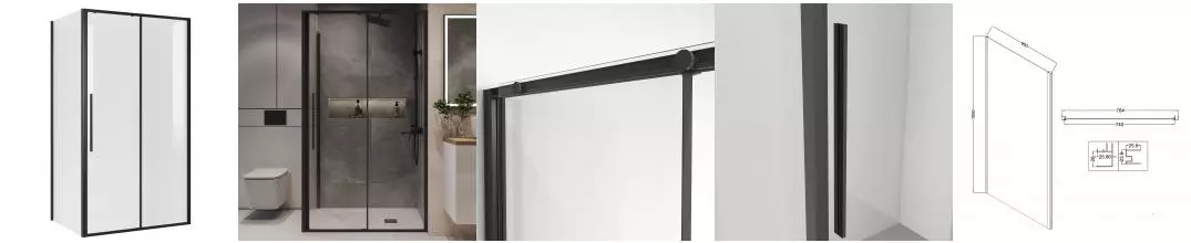 Душевой угол-ограждение «Niagara» Nova NG-84-10AB-A80B-34 100/80 прозрачный/чёрный матовый без поддона универсальный Душевой угол-ограждение «Niagara» Nova NG-84-10AB-A80B-34 100/80 прозрачный/чёрный матовый без поддона универсальный