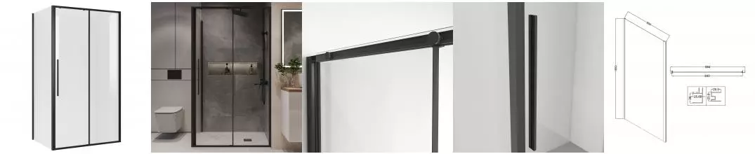 Душевой угол-ограждение «Niagara» Nova NG-84-13AB-A90B-34 130/90 прозрачный/чёрный матовый без поддона универсальный Душевой угол-ограждение «Niagara» Nova NG-84-13AB-A90B-34 130/90 прозрачный/чёрный матовый без поддона универсальный