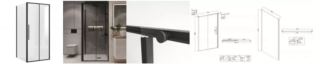 Душевой угол-ограждение «Niagara» Nova NG-84-9AB-80B-34 90/80 прозрачный/чёрный матовый без поддона универсальный Душевой угол-ограждение «Niagara» Nova NG-84-9AB-80B-34 90/80 прозрачный/чёрный матовый без поддона универсальный